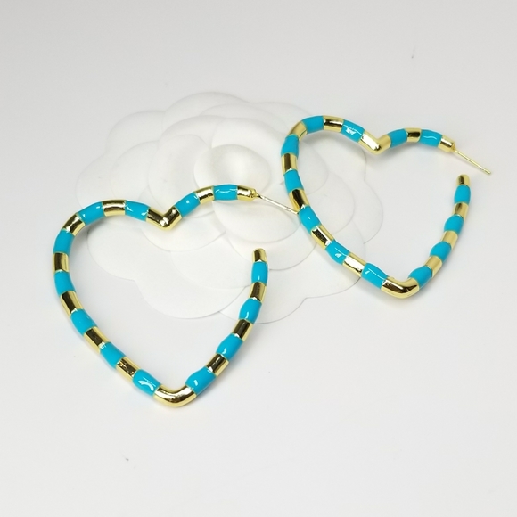 NEW Enamel Heart Hoop Earrings - Picture 7 of 9